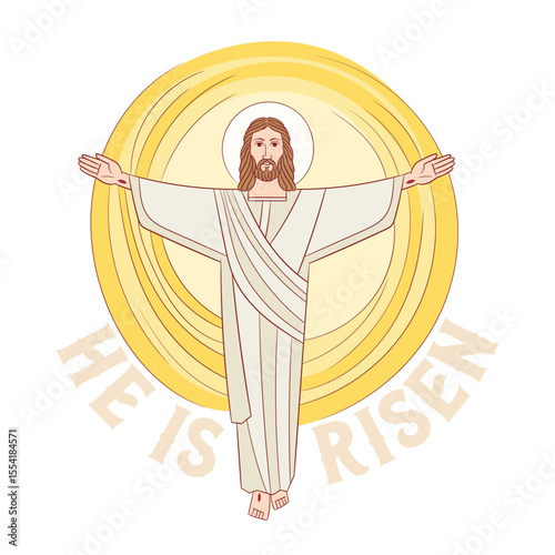Happy Easter Sunday Day with Jesus, He is Risen and Celebration of Resurrection.