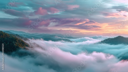 Ethereal Mountain Mist with Pastel Hues
