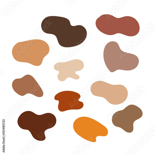 Organic Blob shapes with warm earth tone color on white background