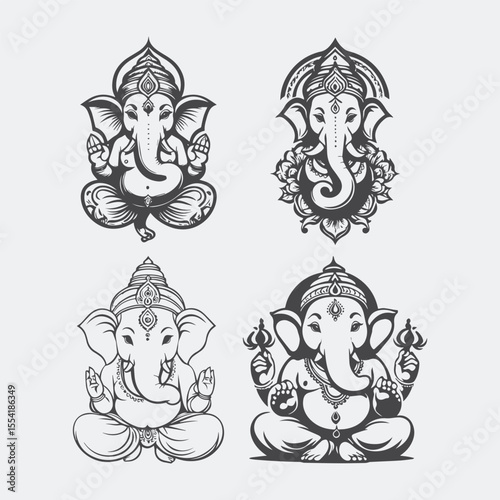 Elegant ganesh chaturthi wishes background in line art