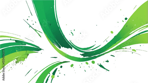 Green abstract background with flowing waves and bright nature-inspired curves design