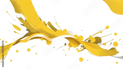 Abstract grunge background with colorful paint splashes, ink drops, and a yellow watercolor splatter texture pattern