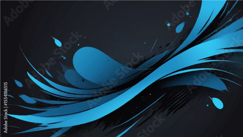Abstract blue wave background with light and curved design elements