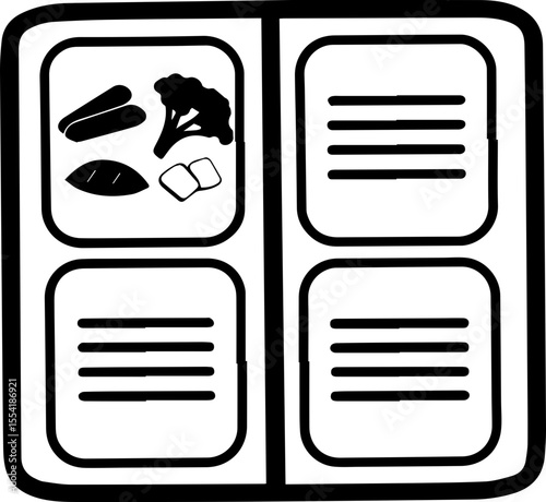 Healthy food for weight loss, SVG with clean lines. Healthy Meal Plan with Fresh Vegetables and Nutritional Options