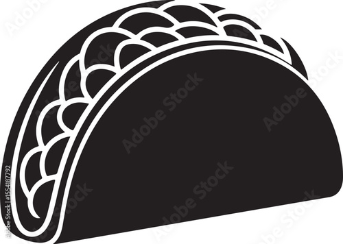 taco silhouette. Tacos food silhouette illustration. Tacos silhouette on a white background vector illustration. Taco with tortilla shell Mexican lunch