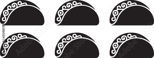 taco silhouette. Tacos food silhouette illustration. Tacos silhouette on a white background vector illustration. Taco with tortilla shell Mexican lunch