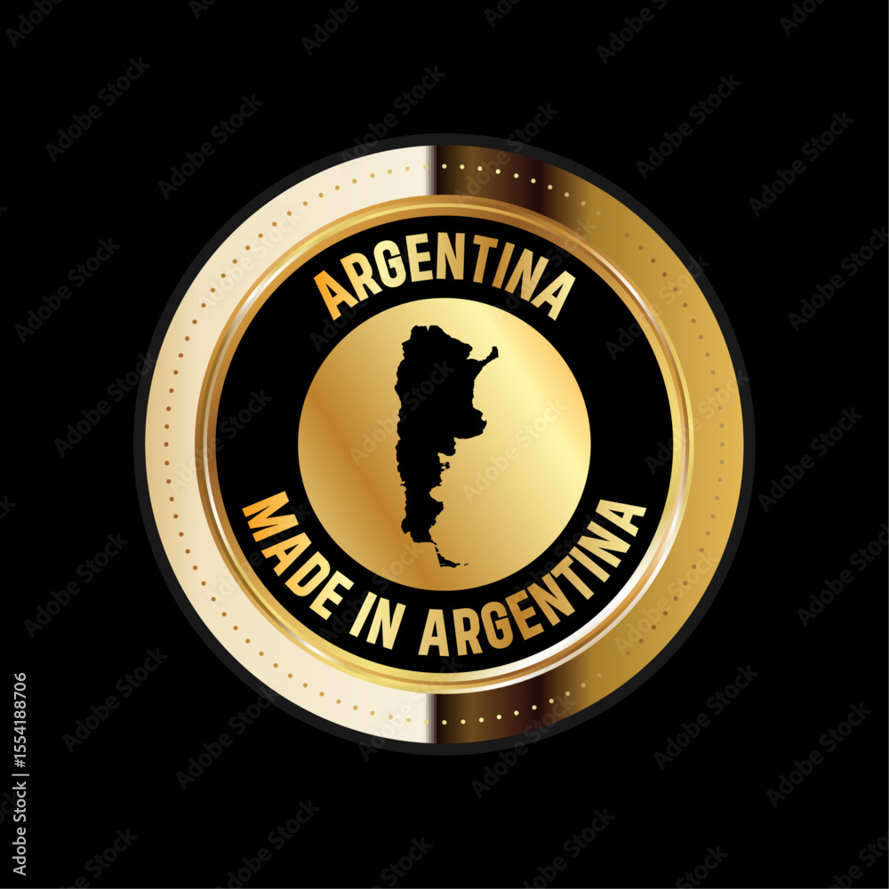 Fototapeta premium Map of Argentina. Vector illustration. Logo, Icon, and Symbol. Argentina map gold seal. 