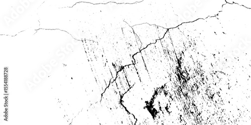 Crack and scratched grunge dust wall urban background texture vector. crack cement wall texture. black textured grainy cracked ground lines isolated on white. distressed overlay grainy texture.