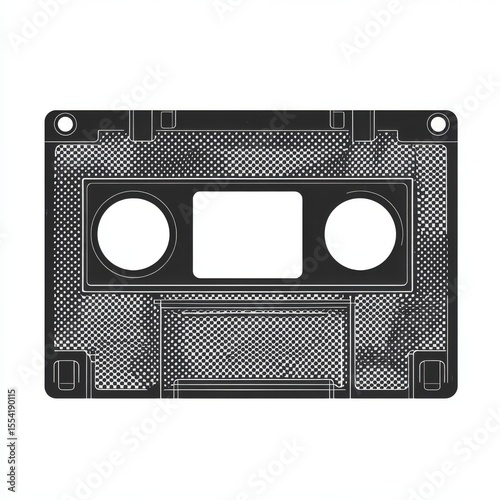 Modern design incorporates vintage cassette halftone grunge elements