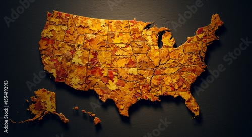 Autumn's Embrace: A Fallen Leaf Map of the United States
