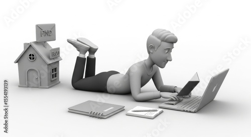 Student studying online at home with laptop and books for remote learning