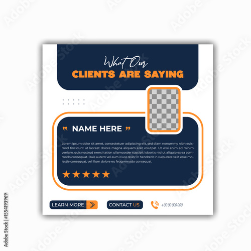 Customer feedback testimonial social media post template, client feedback template layout or web banner design, Customer review post template, Client testimonial vector design template. info, 