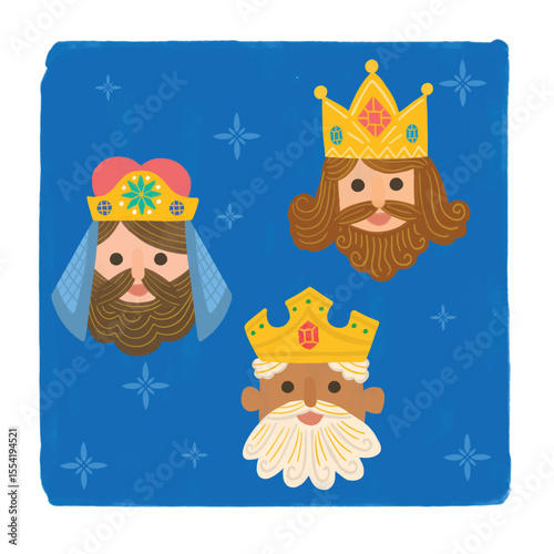 Happy Epiphany Day . Three wise men,3 magic kings bringing gifts to Jesus.