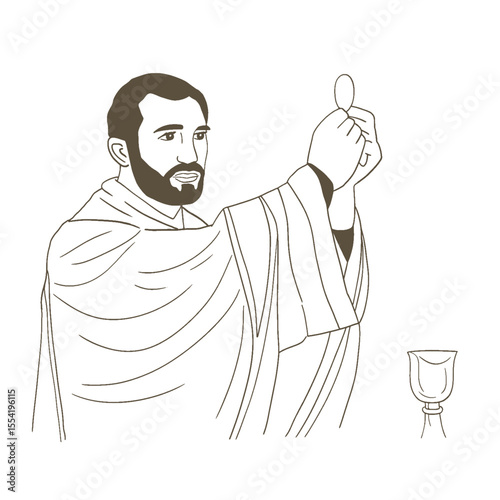 Illustration or drawing of Jesus Christ at the Last Supper