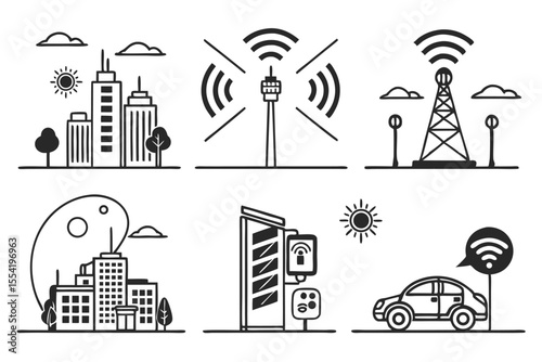 city icons set