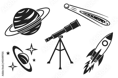 illustration of a telescope and a microphone