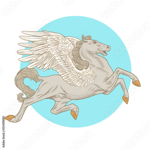 Pegasus Flying Horse. Mythologic horse with wings.