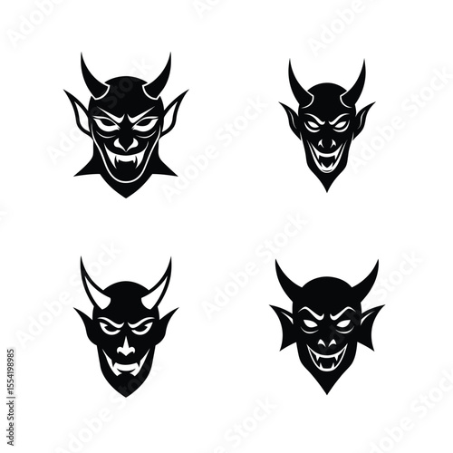 Devil face vector silhouette bundle 