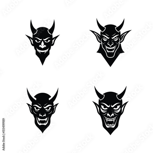 Devil face vector silhouette bundle 