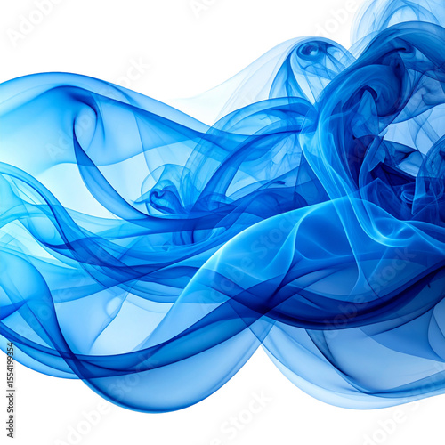 Electric azure wisps of smoke floating gracefully isolated on transparent background PNG