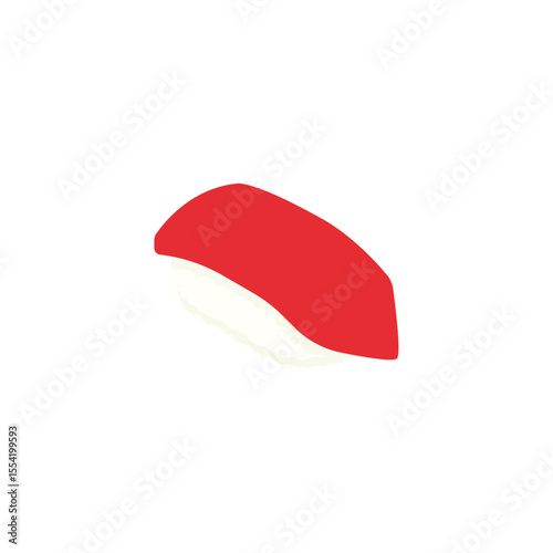 Flat Tuna Sushi - Japanese Maguro Nigiri Vector Illustration