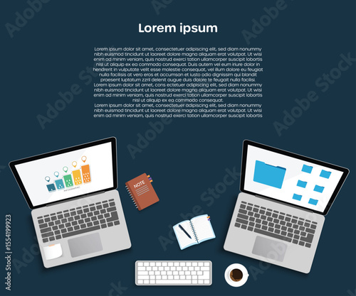 There is a computer for work, documents, coffee and a calculator. On top, there is space for writing messages.