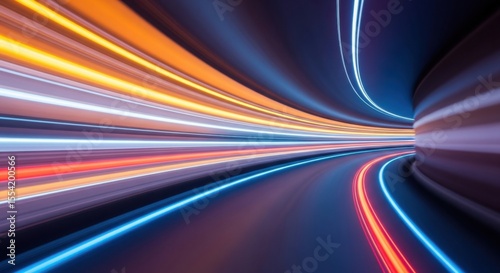 Abstract Futuristic Tunnel with Streaks of Light Showcasing Speed and Motion