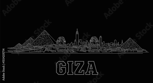Giza Skyline Egypt Pyramid Vector.