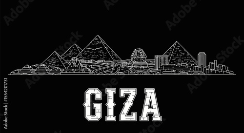 Giza skyline vector with Egypt travel design.