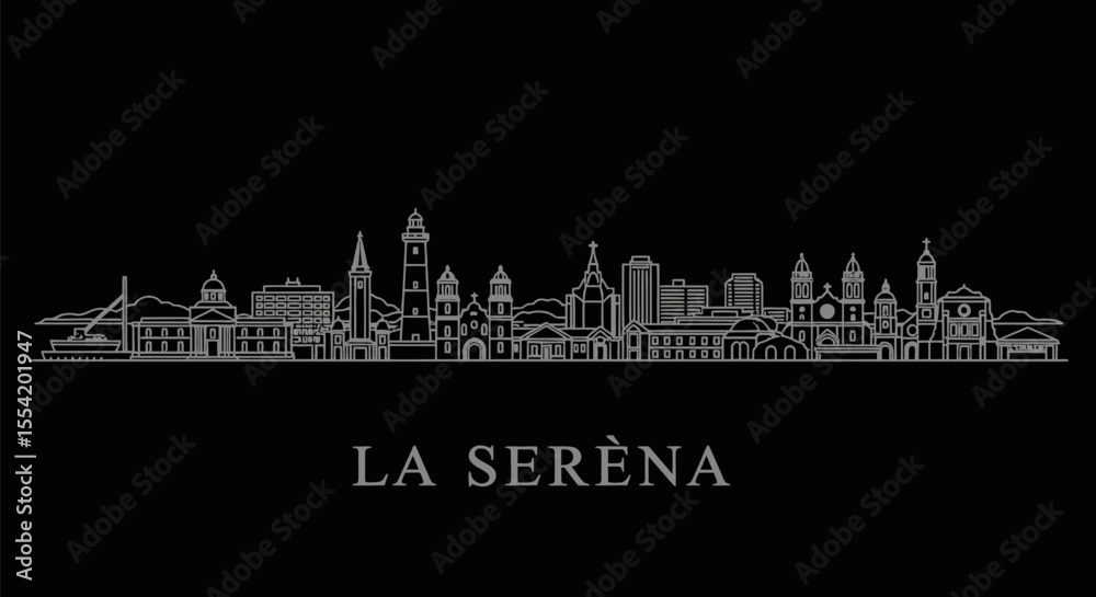 Obraz premium La Serena Chile Skyline with minimal vector art.