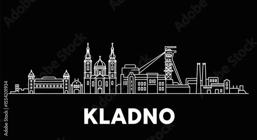 Kladno city skyline with Czech Republic, and outline.