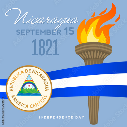Banner that celebrates the independence of Nicaragua, 1821.