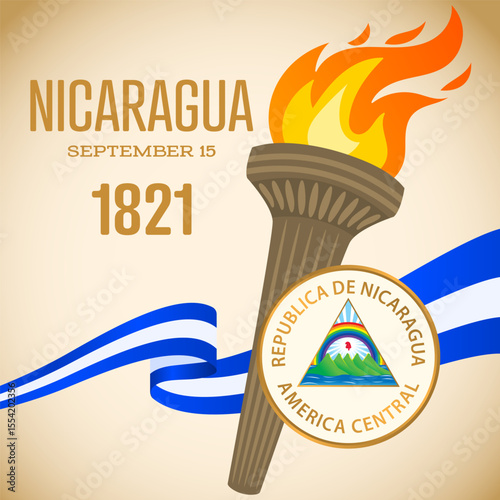 Banner that celebrates the independence of Nicaragua, 1821.