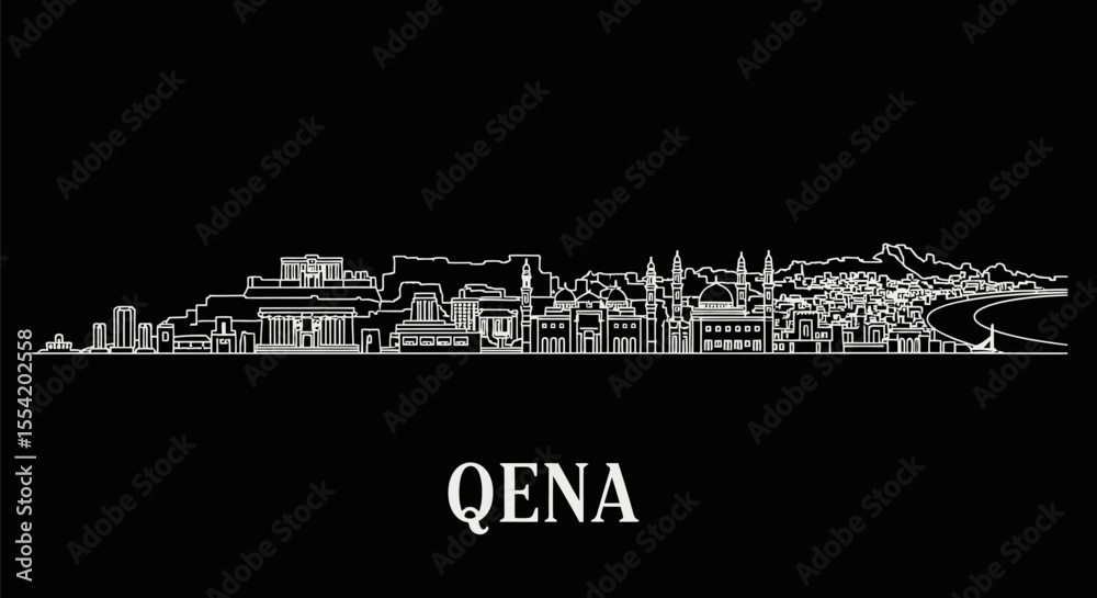 Obraz premium Qena Egypt Skyline Silhouette.