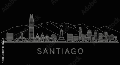 Santiago with Chile Skyline Minimalist Vector.