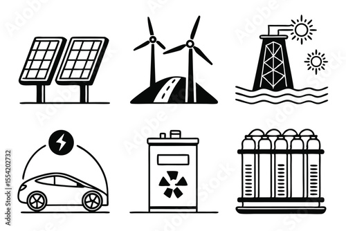 set of windmills