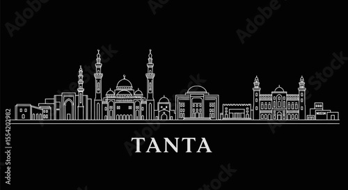 Tanta Skyline Silhouette with Egypt, and Architecture.
