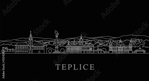 Teplice skyline with Czechia Black background.