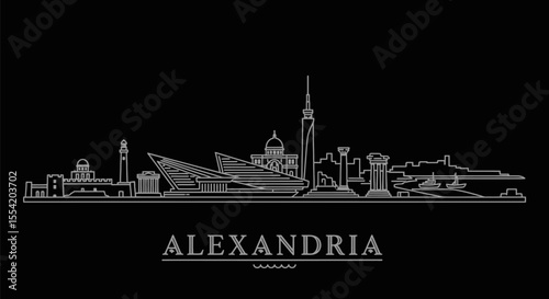 Alexandria Skyline Minimalist Black Egypt.