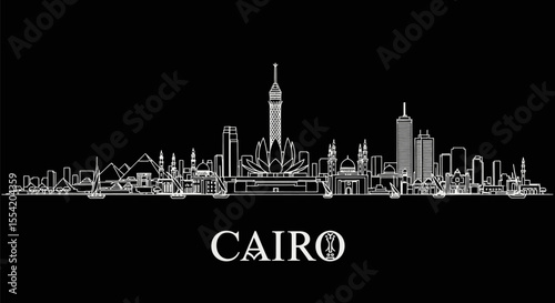 Cairo Skyline with Egypt Minimalist Vector.