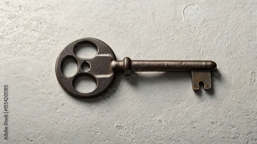 Lost in time a vintage key rests on the worn stone waiting for the door to the hidden chamber to be opened