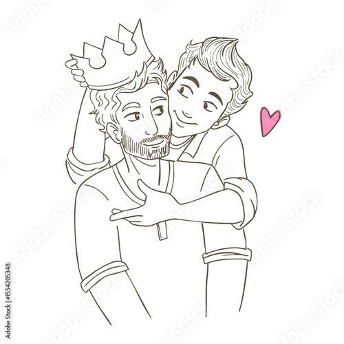 Gay Couple being loving and happy. Two gay boys kissing. 