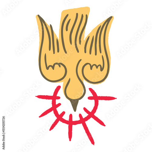 Holy Spirit Pentecost Sunday vector greetings. Symbol of the holy gosht.