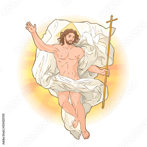 Happy Easter Sunday Day with Jesus, He is Risen and Celebration of Resurrection.
