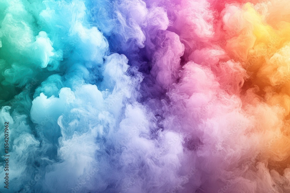 Obraz premium Vibrant, colorful smoke clouds fill the frame, showcasing a spectrum of hues