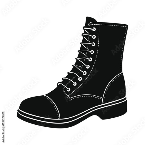 Minimalist black dress boot or shoe silhouette on white background.