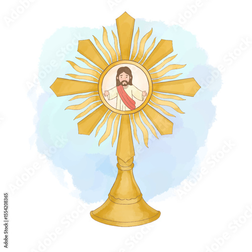 Jesus Christ and Eucharist religious symbols.