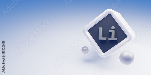 Lithium. Chemicals, micro and macronutrients. Periodic table of Mendeleev. Microelements necessary for humans. 3d render.