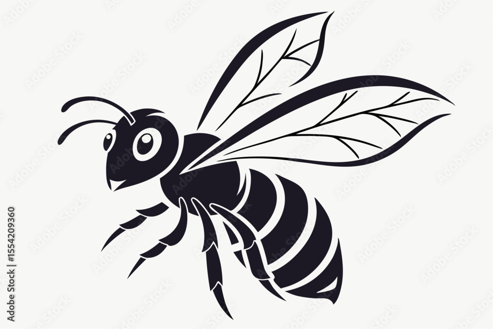 Obraz premium Minimalist Black Bee Icon
