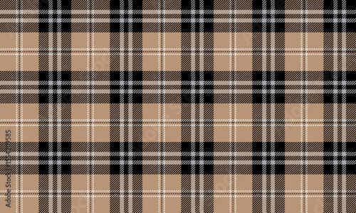 Seamless plaid pattern, cream, black, white, elegant and classic look for textile design, clothes, skirt, pants, apron or home decor, vector illustration.